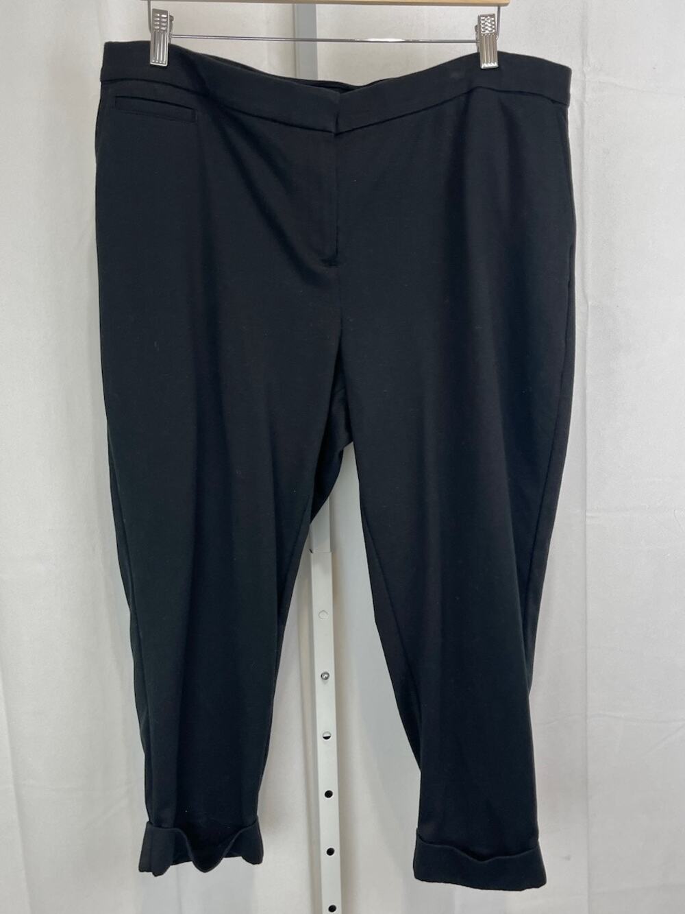 J. JILL Cuffed Crop Pants Stretch Knit Flat Front Zip Fly Black Petite XL PXL